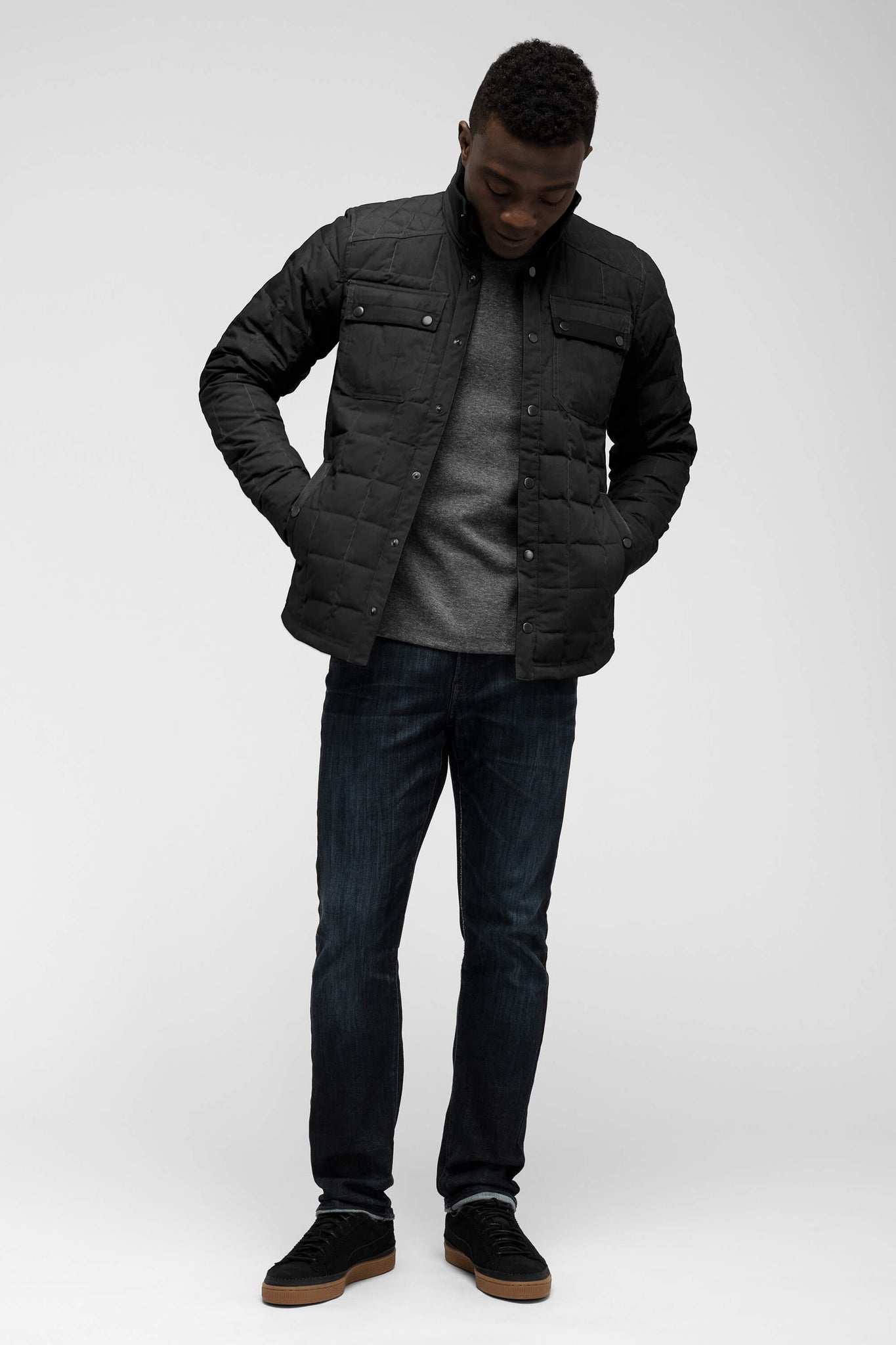 Utility Down Shirt Jacket - Caviar