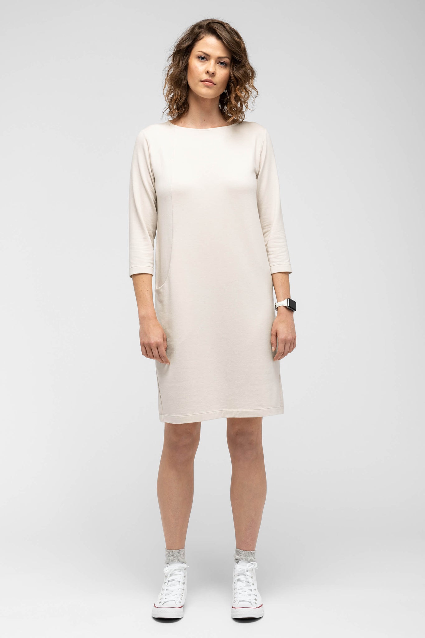 Elementerry Boatneck Dress - Ivory