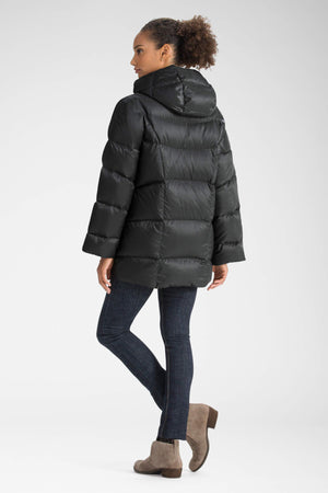 women's oversized stockholm down trench   caviar stripe
