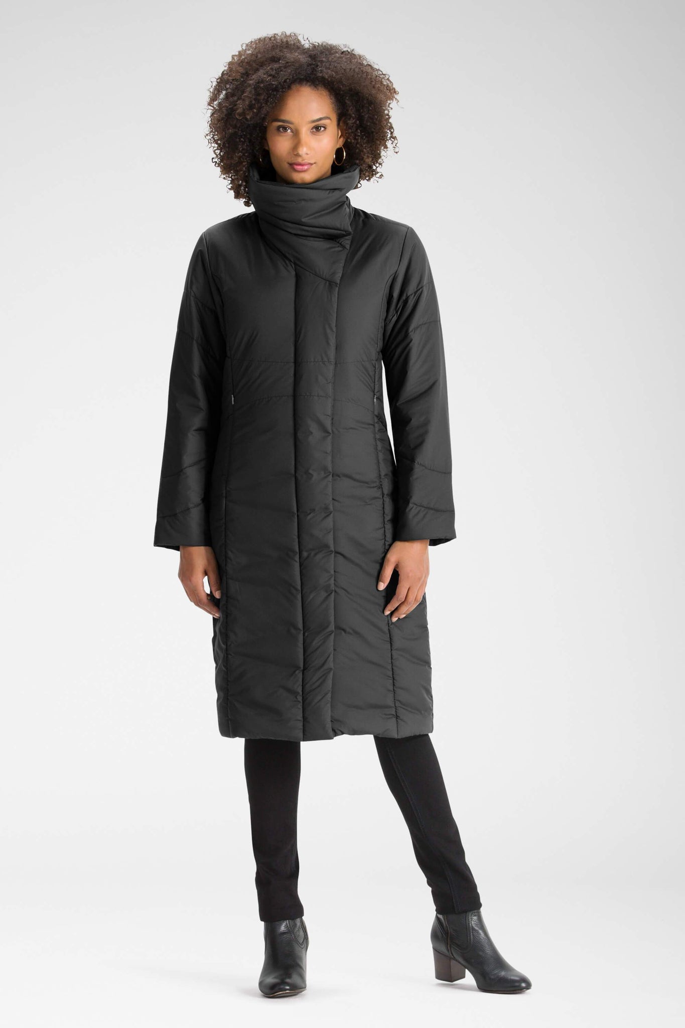 women's insulated sclendre trench with high neck - caviar