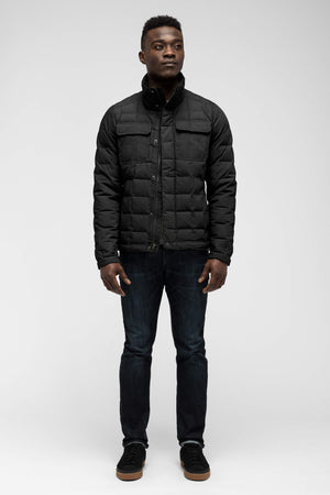 men's zip front utility down jacket   caviar