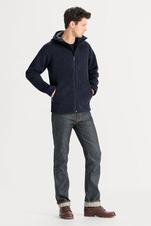 Men's Randygoat High Pile Shearling Hoodie   Navy