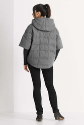 women's hooded wool down stole - cape heather