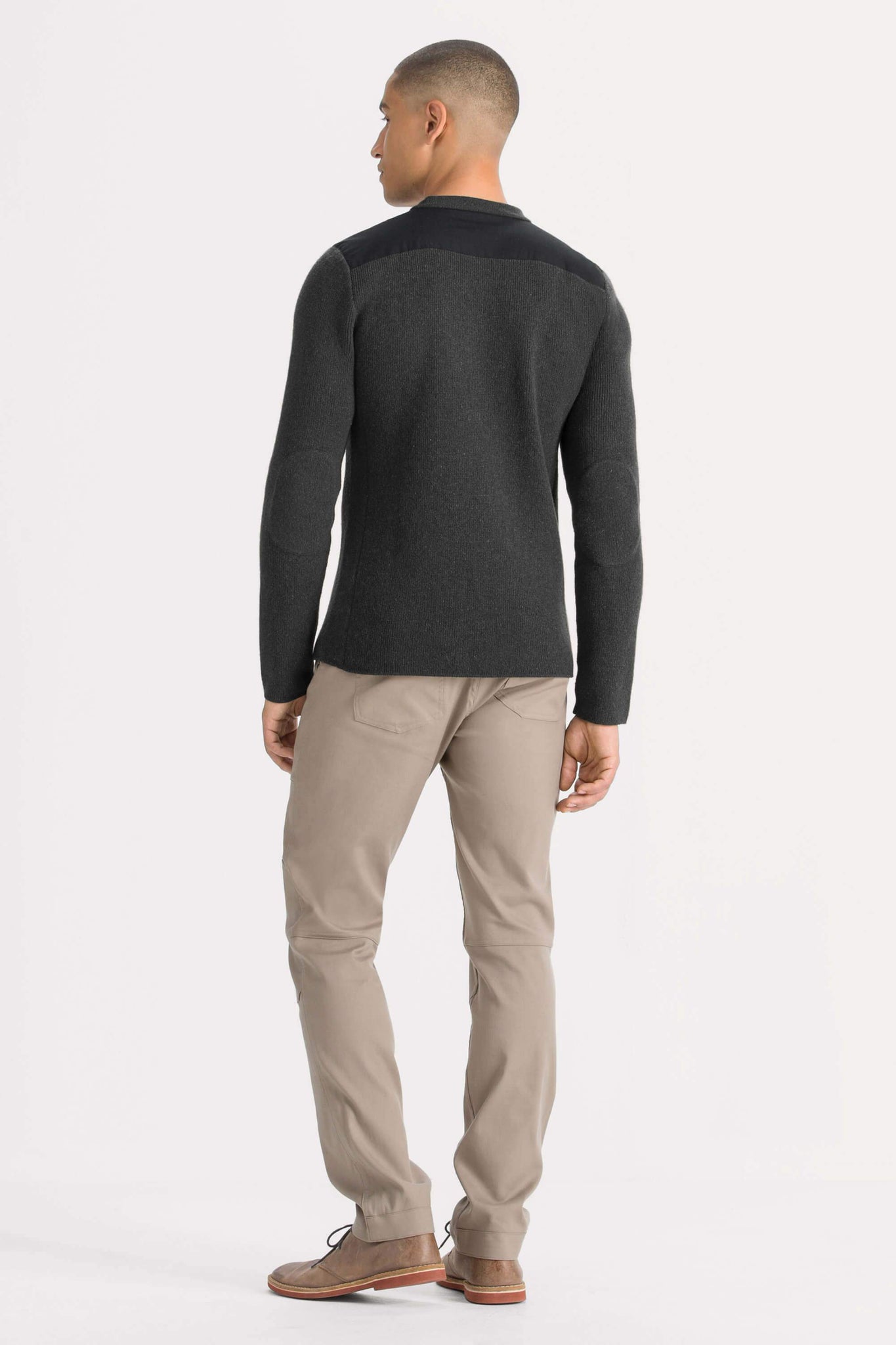 men's recycled wool stealth crew neck sweater - caviar heather