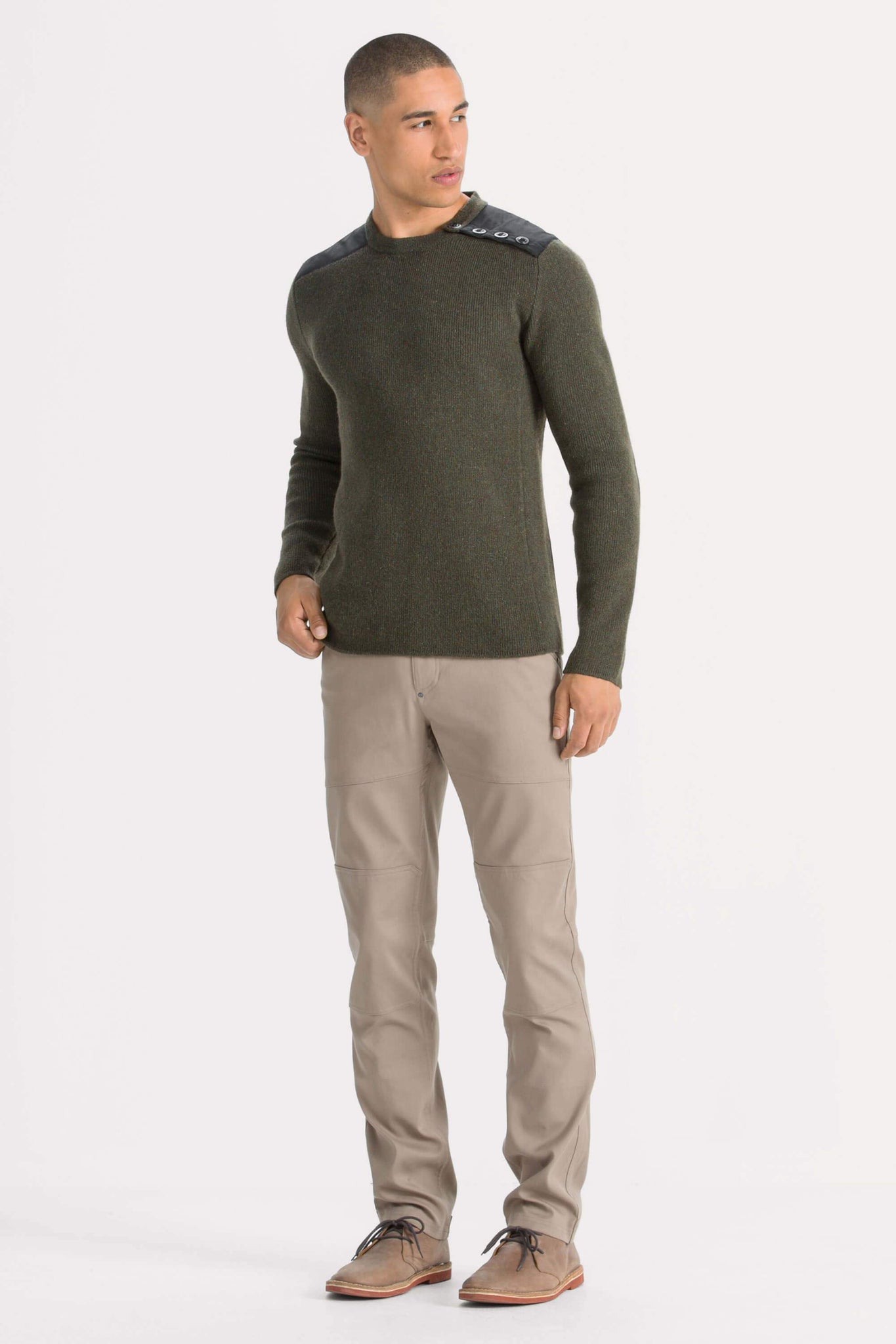 men's recycled wool stealth crew neck sweater - clove heather