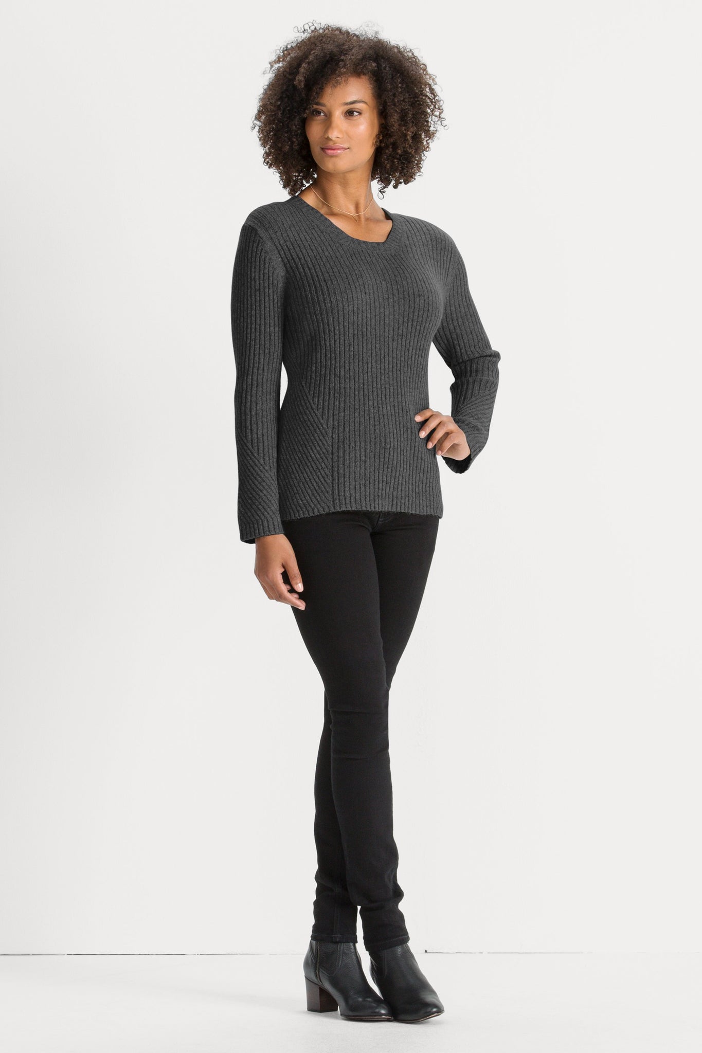 Courchevel Crew Neck Sweater - Caviar Heather