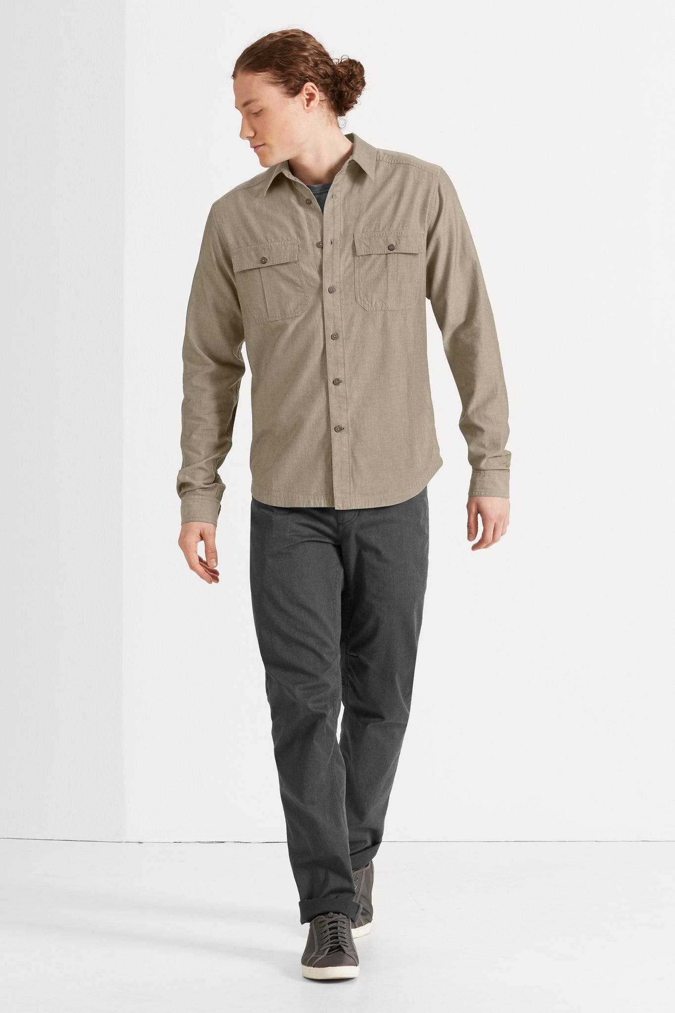 Twisted Button Down Shirt - Sable