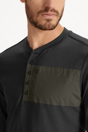 Wander Long Sleeve Henley   Caviar
