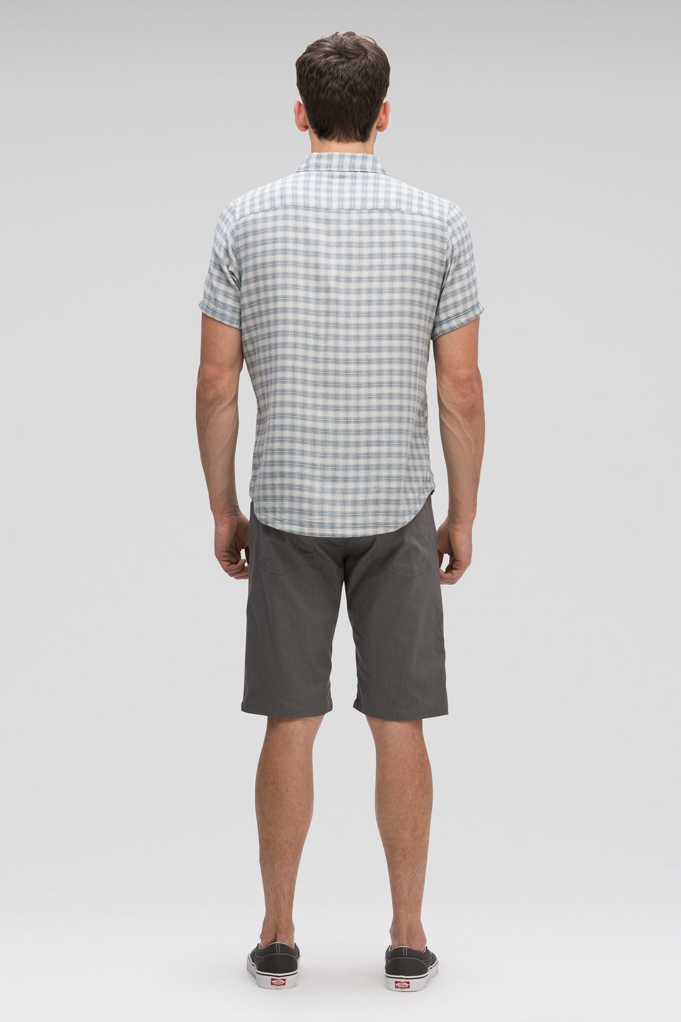 men's aere short sleeve button up shirt - lagoon plaid