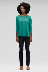 women's basis organic cotton boatneck shirt - jade