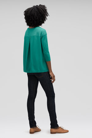 women's basis organic cotton boatneck shirt   jade