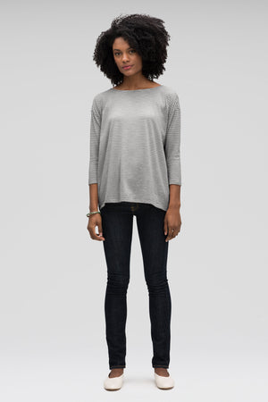 women's basis organic cotton boatneck shirt   cape stripe