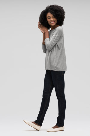 women's basis organic cotton boatneck shirt   cape stripe