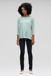 women's basis organic cotton boatneck shirt - mallard stripe