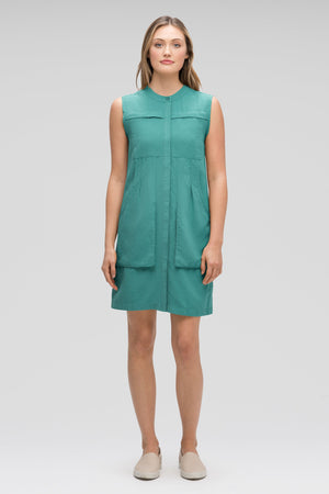 women's flaxible sleeveless shift dress   jade