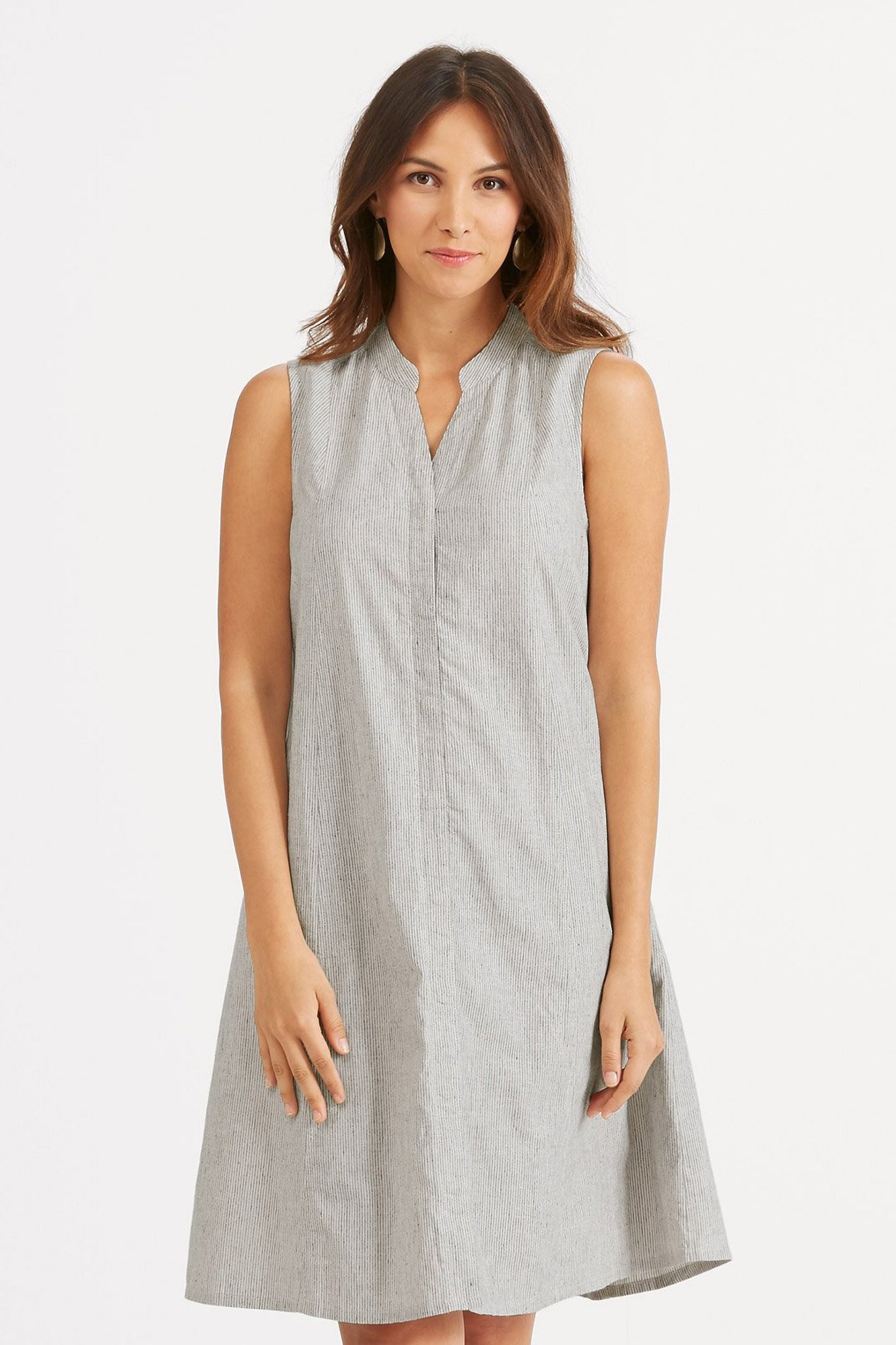 Straight Up Sleeveless Dress - Caviar Stripe