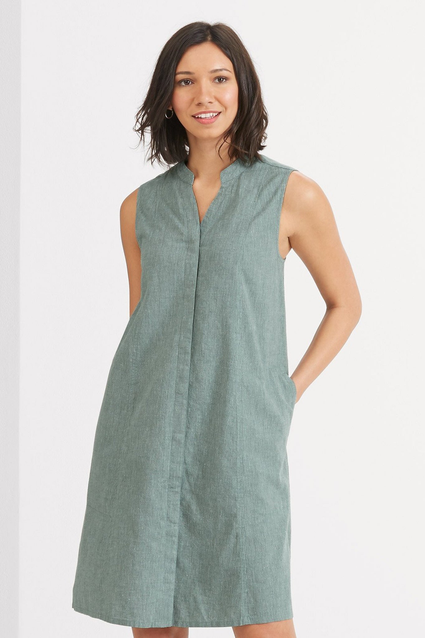 Straight Up Sleeveless Dress - Balsam Stripe