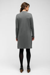 women's long sleeve elementerry dress with mock v neck - shadow