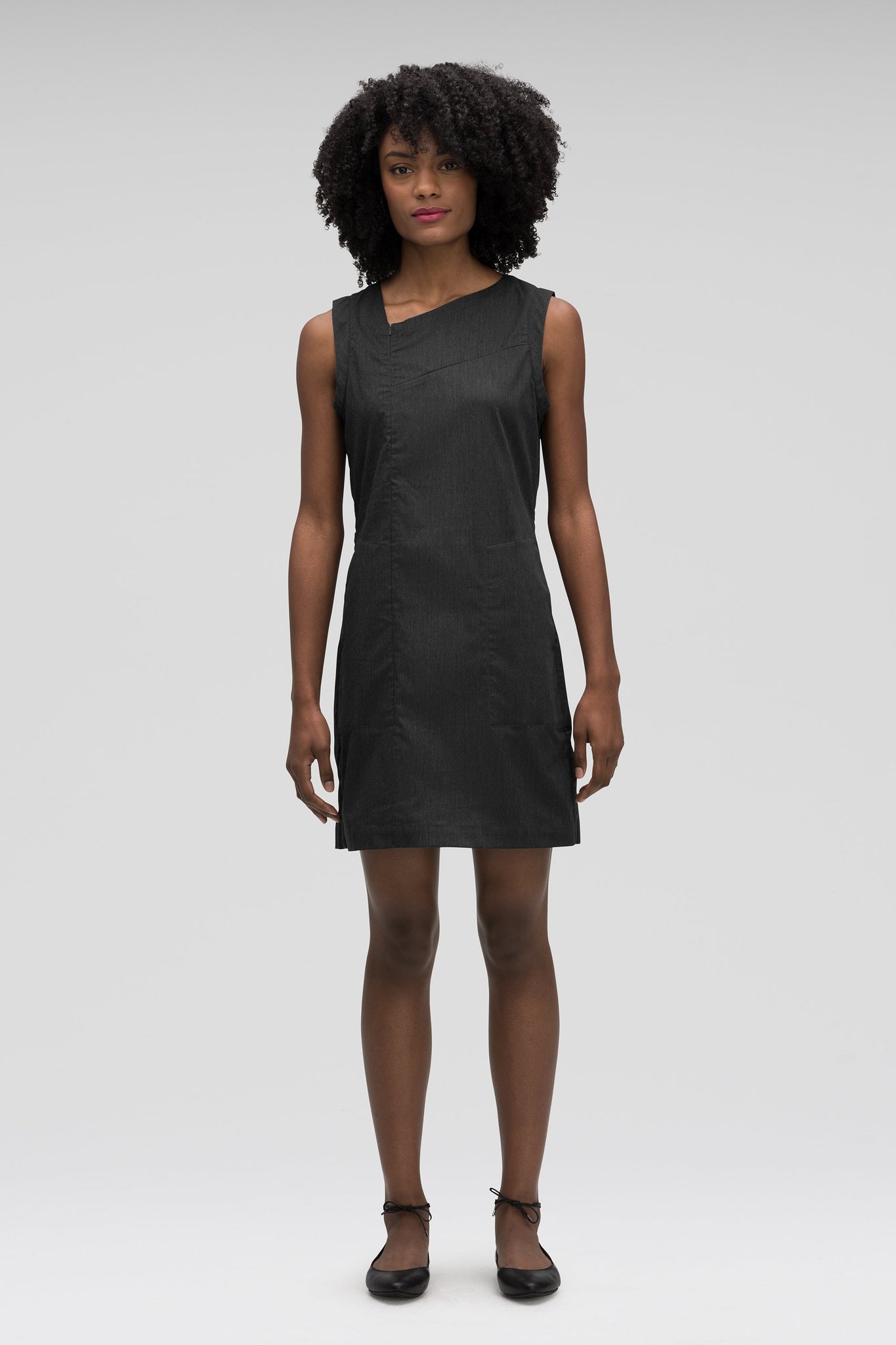 Stretch Motil Sleeveless Dress - Caviar Heather