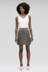 women's stretch motil button front skirt - cape heather