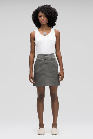women's stretch motil button front skirt   cape heather