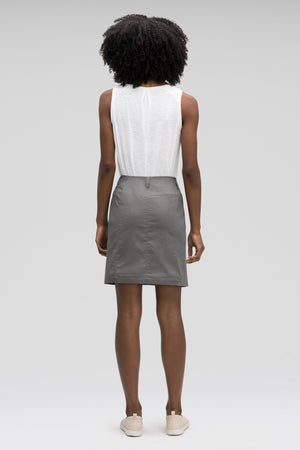 women's stretch motil button front skirt   cape heather