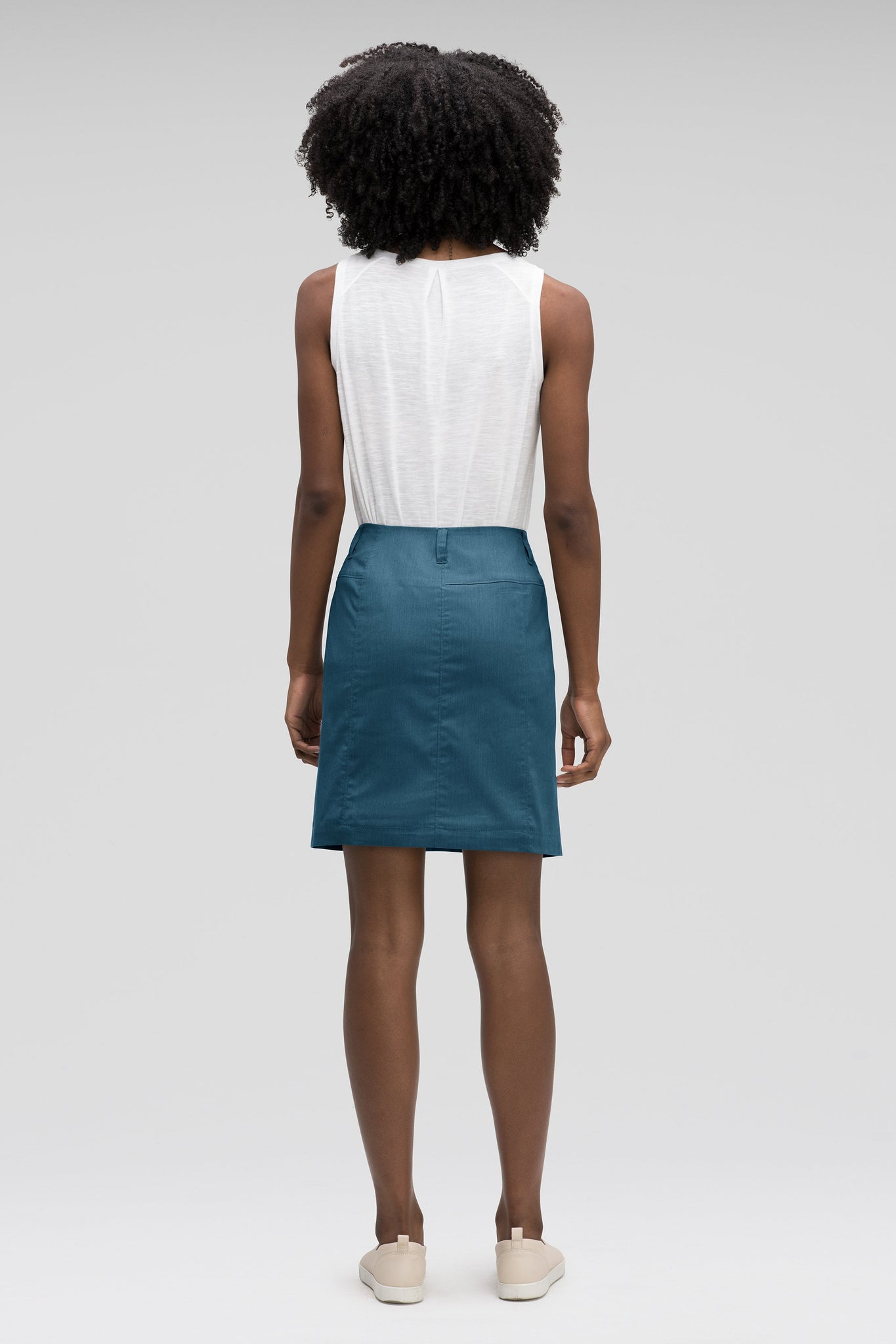 women's stretch motil button front skirt - lagoon heather