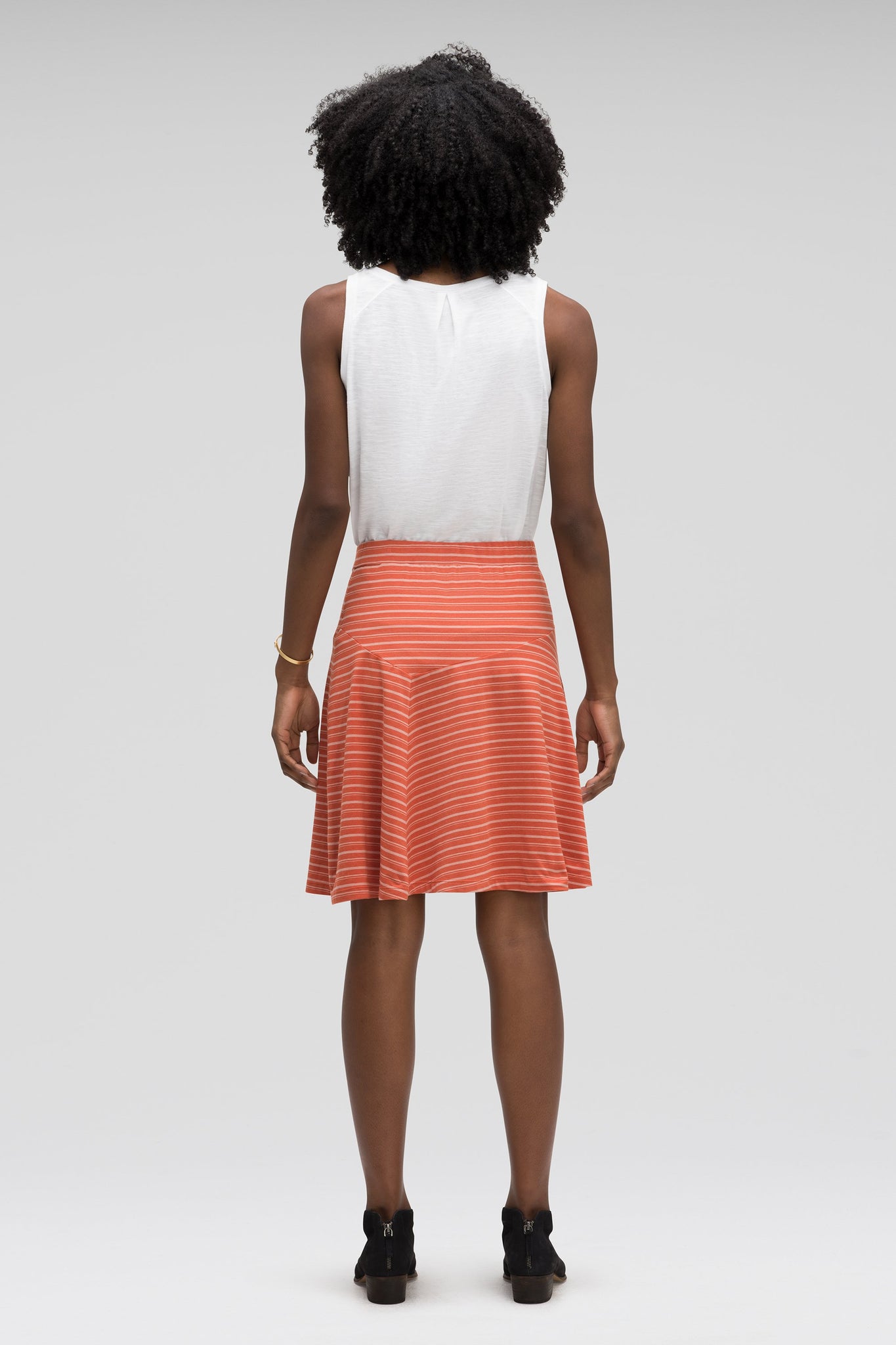 astir swing knit a-line skirt - terracotta stripe