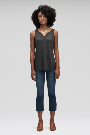 women's kanab notch neck tank top   caviar heather