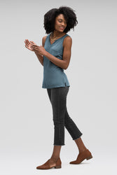 women's kanab notch neck tank top - lagoon heather