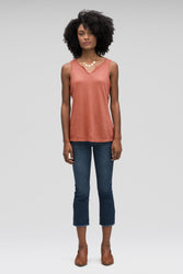 women's kanab notch neck tank top - terracotta heather