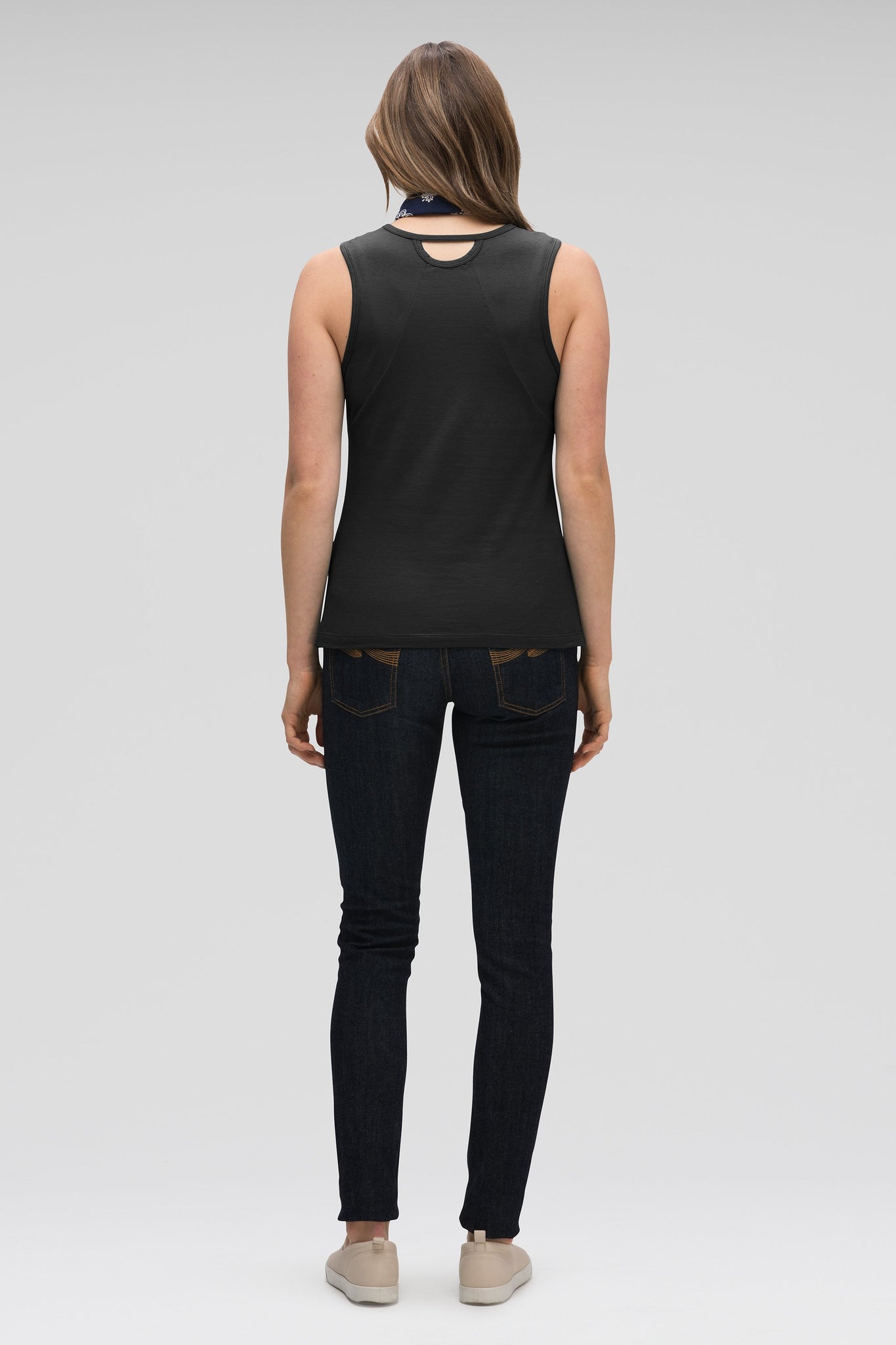 women's basis organic cotton keyhole tank top - caviar