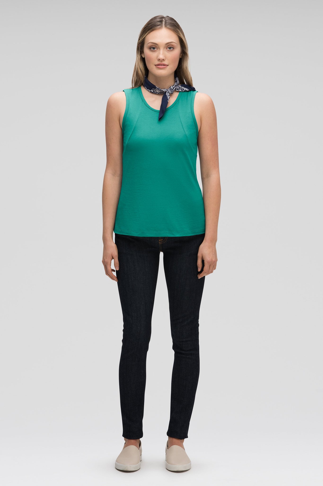 women's basis organic cotton keyhole tank top - jade