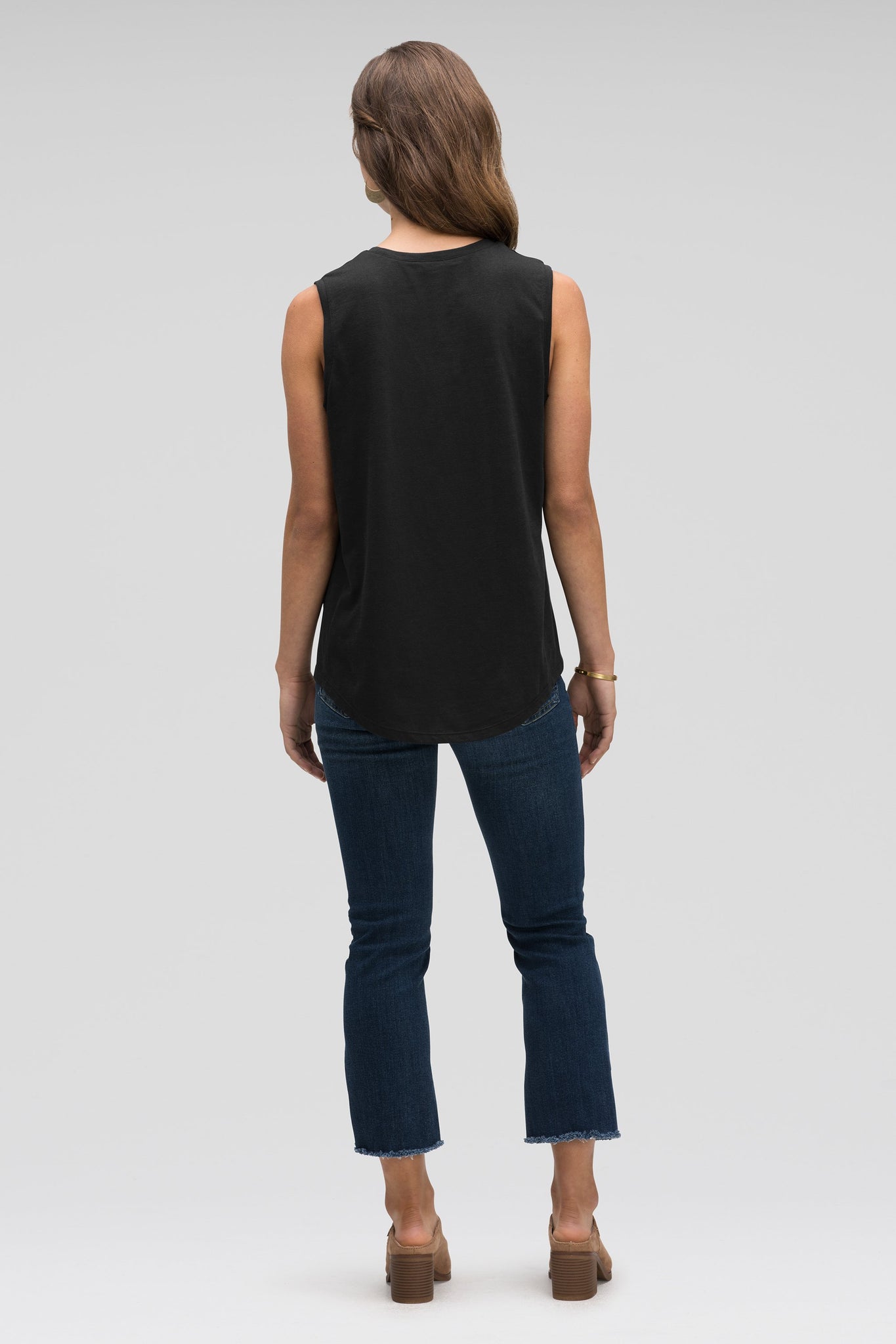 women's strie sleeveless muscle tank - caviar