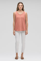 women's strie henley tank top - rosen