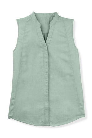 women's sleeveless woven shirt   jade check