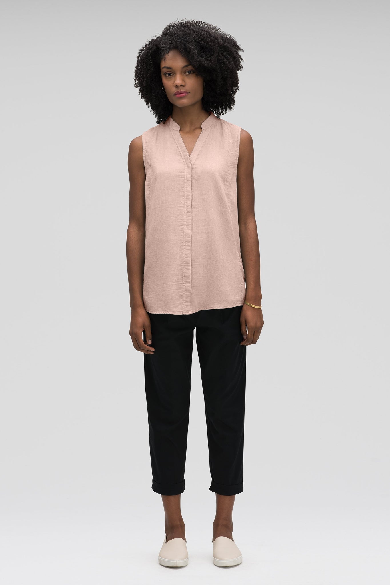 women's sleeveless woven shirt - rosen check