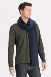 Unisex Courchevel oversized knit scarf - navy heather