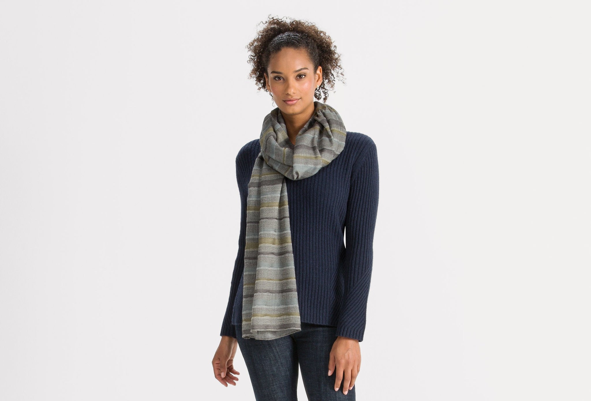 unisex prato woven scarf-peat stripe