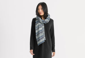unisex prato woven scarf indigo stripe