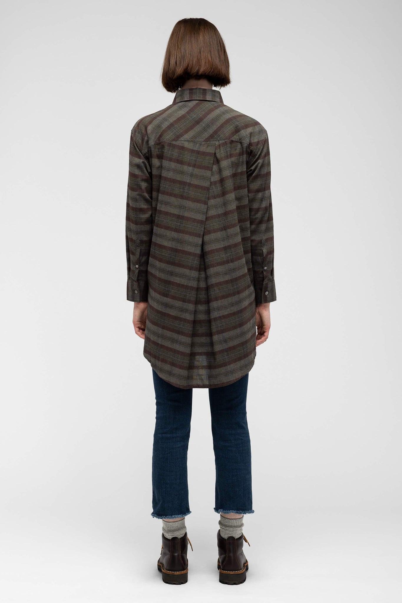 women's fortuit plaid shirt dress - shadow plaid